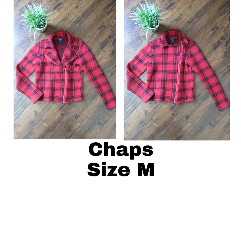 Chaps Plaid coat size M